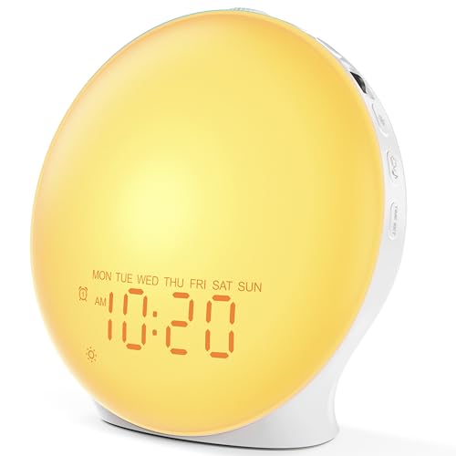JALL Sunrise Alarm Clock White Noise Machine with 25 Nature Sleep Sounds, Fully Dimmable Clock for Bedrooms, Heavy Sleepers, 17 Light Modes, Bluetooth Speaker