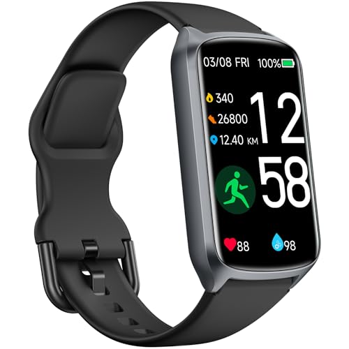 Amzhero Health Fitness Tracker with 24/7 Heart Rate, Blood Oxygen, Blood Pressure, Sleep Tracker, 5ATM Waterproof Activity Trackers with Step Tracker, Pedometer (S & L Bands Included)