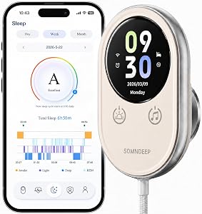 SOMNDEEP Contactless Smart Sleep Tracker, Non-Wearable 60GHz Radar Sleep Wellness Monitor,