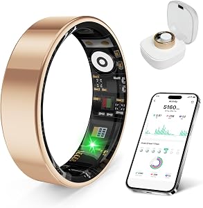 Smart Health Ring Fitness Tracker with Stress & Sleep Monitoring, Waterproof Activity