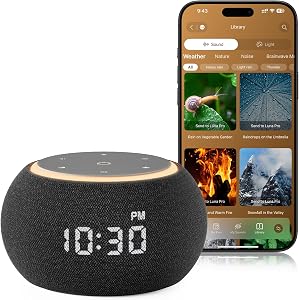 Hotmoon Alarm Clock with Sound Machine for Sleep, Luna Pro Dual-Stage Smart Alarm, 507 Sou